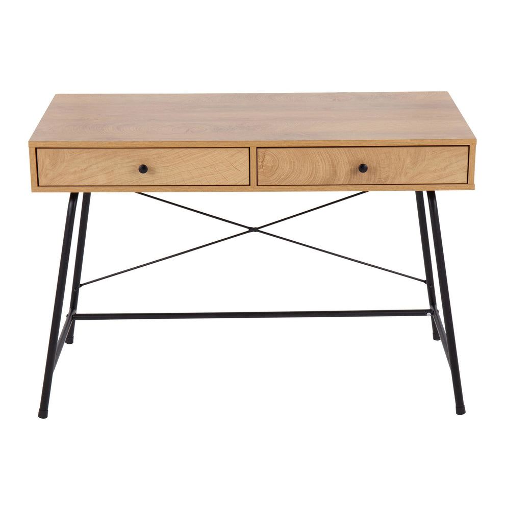 Casper Industrial Desk in Black Steel and Brown Wood By LumiSource | Desks | Modishstore - 8