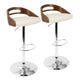 Cassis Mid-Century Modern Adjustable Barstool with Swivel in Chrome, Walnut Wood and Cream Faux Leather By LumiSource - Set of 2 | Bar Stools | Modishstore - 2