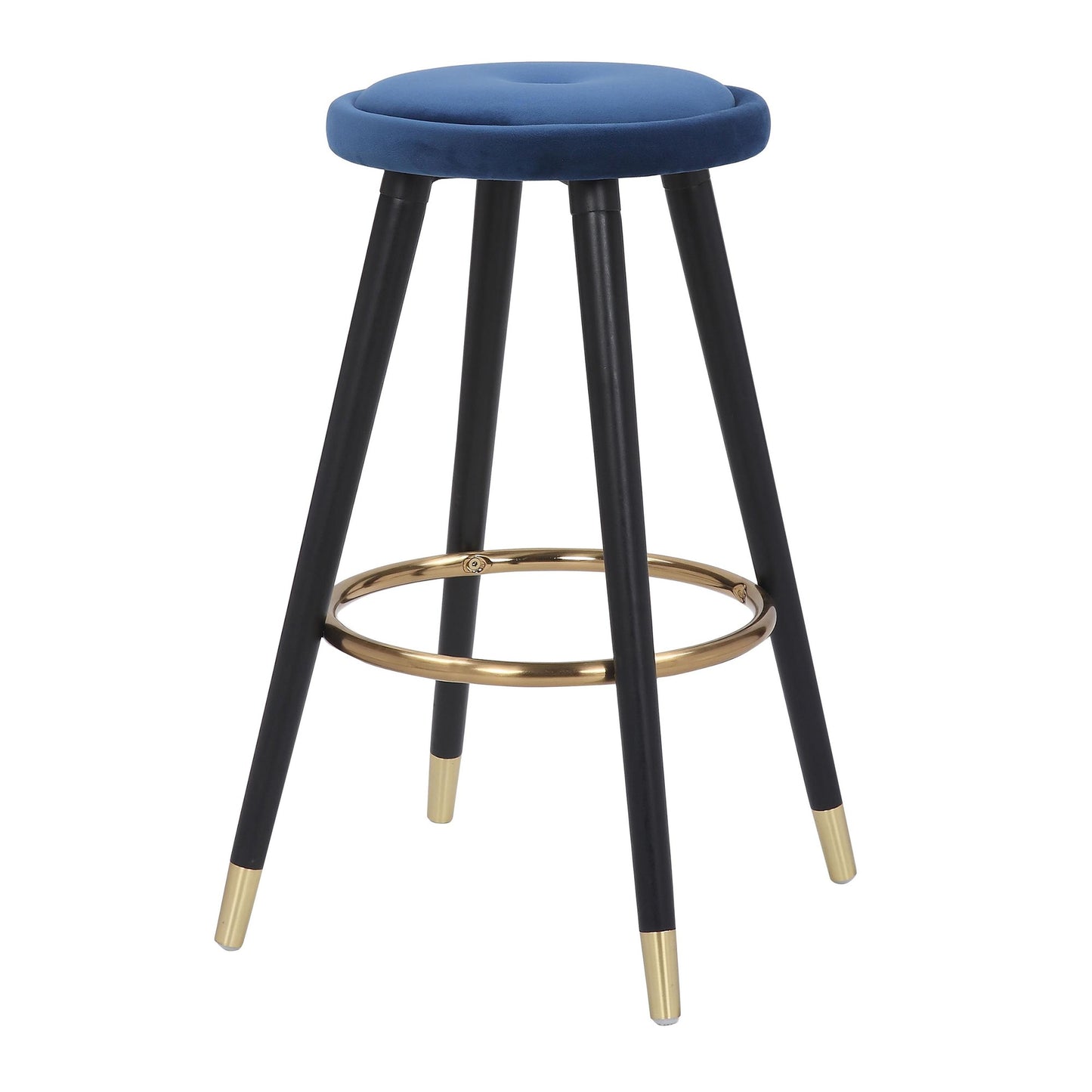 Cavalier Glam Counter Stool in Black Wood and Blue Velvet with Gold Accent By LumiSource - Set of 2 | Counter Stools | Modishstore - 8