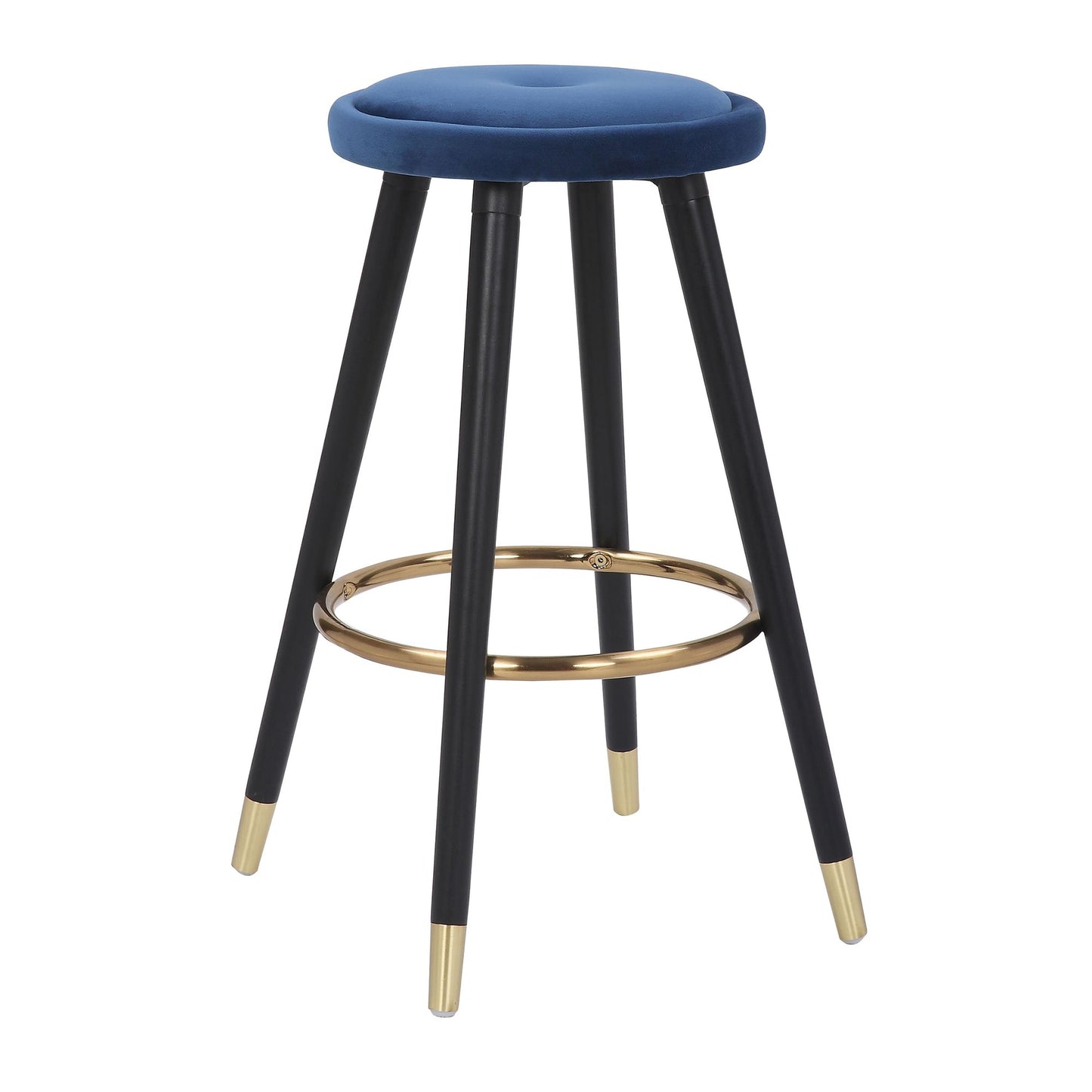 Cavalier Glam Counter Stool in Black Wood and Blue Velvet with Gold Accent By LumiSource - Set of 2 | Counter Stools | Modishstore - 6