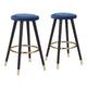 Cavalier Glam Counter Stool in Black Wood and Blue Velvet with Gold Accent By LumiSource - Set of 2 | Counter Stools | Modishstore - 2