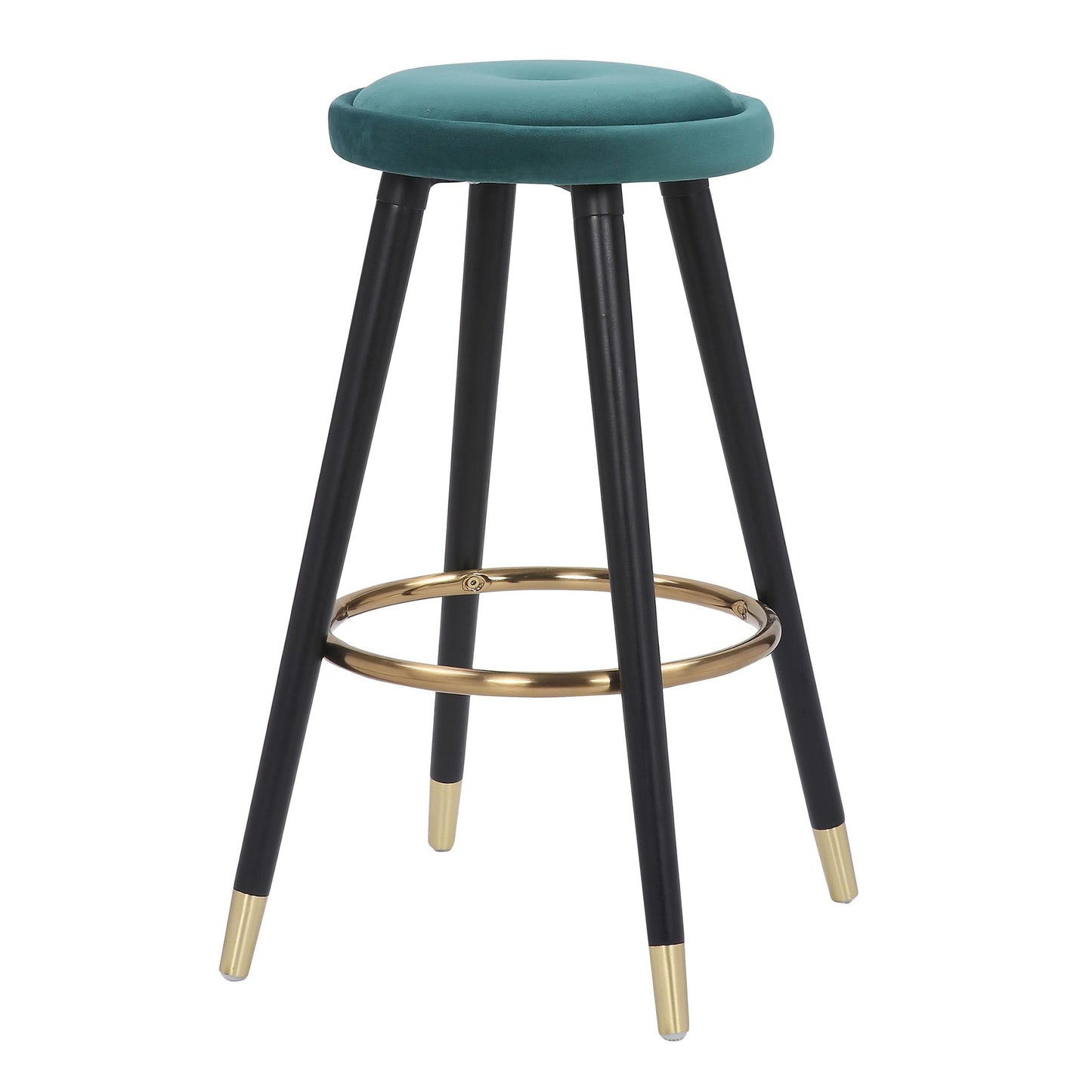 Cavalier Glam Counter Stool in Black Wood and Blue Velvet with Gold Accent By LumiSource - Set of 2 | Counter Stools | Modishstore - 17