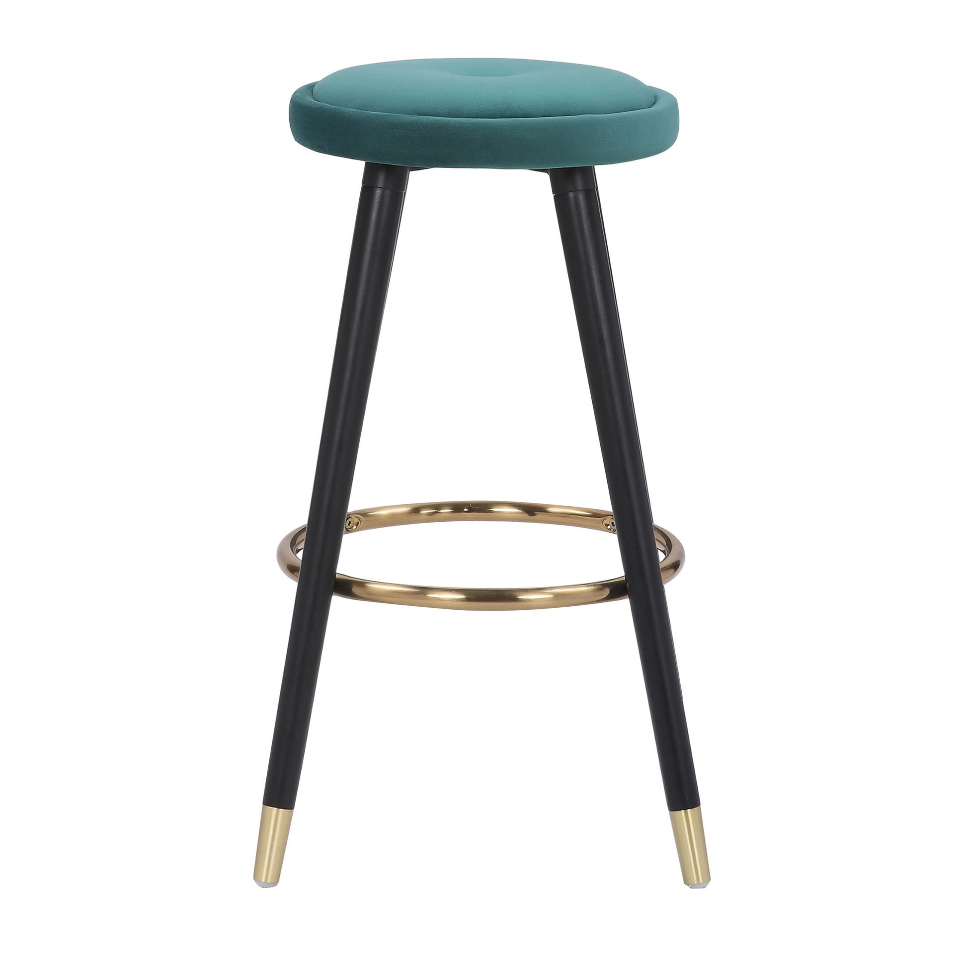 Cavalier Glam Counter Stool in Black Wood and Blue Velvet with Gold Accent By LumiSource - Set of 2 | Counter Stools | Modishstore - 18