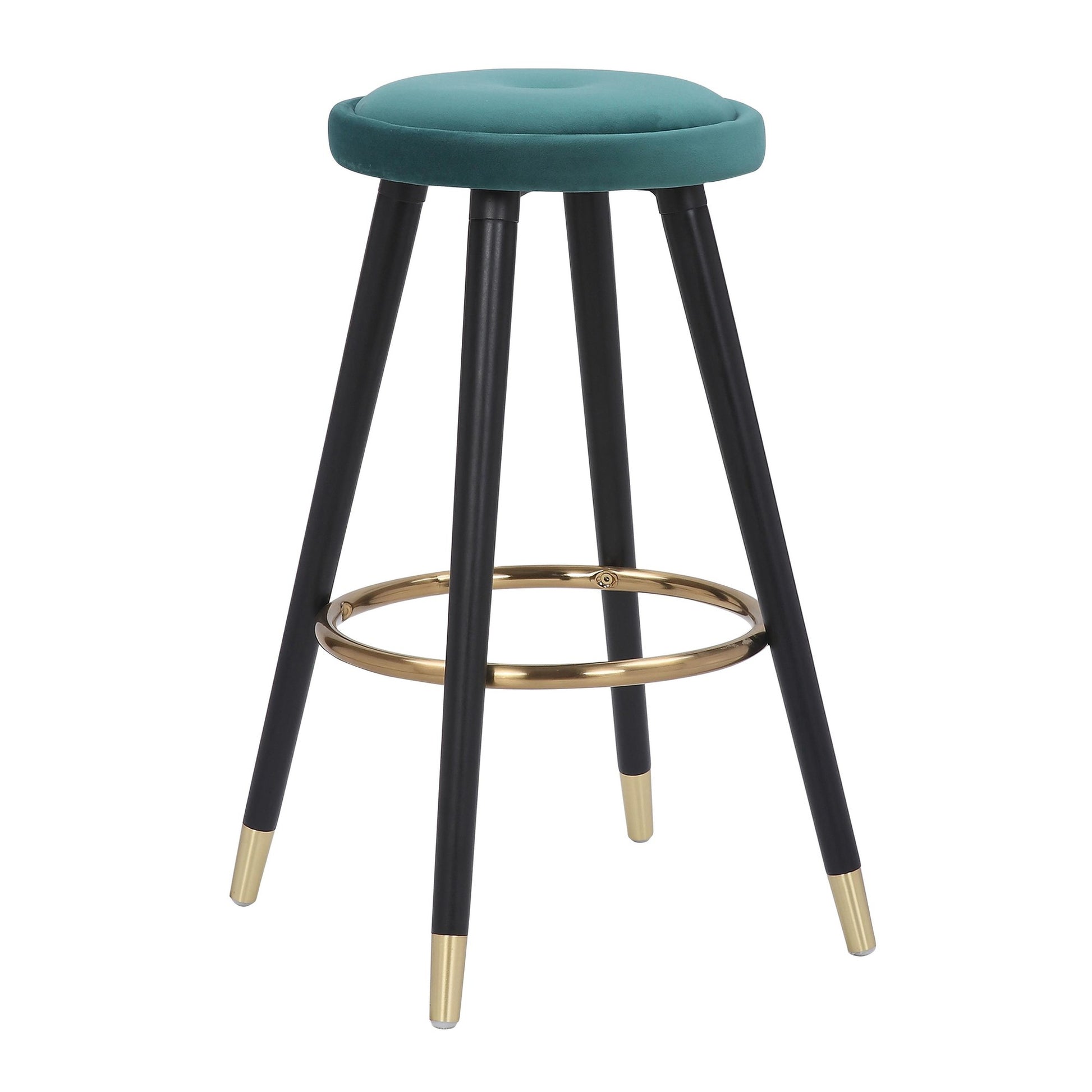 Cavalier Glam Counter Stool in Black Wood and Blue Velvet with Gold Accent By LumiSource - Set of 2 | Counter Stools | Modishstore - 15