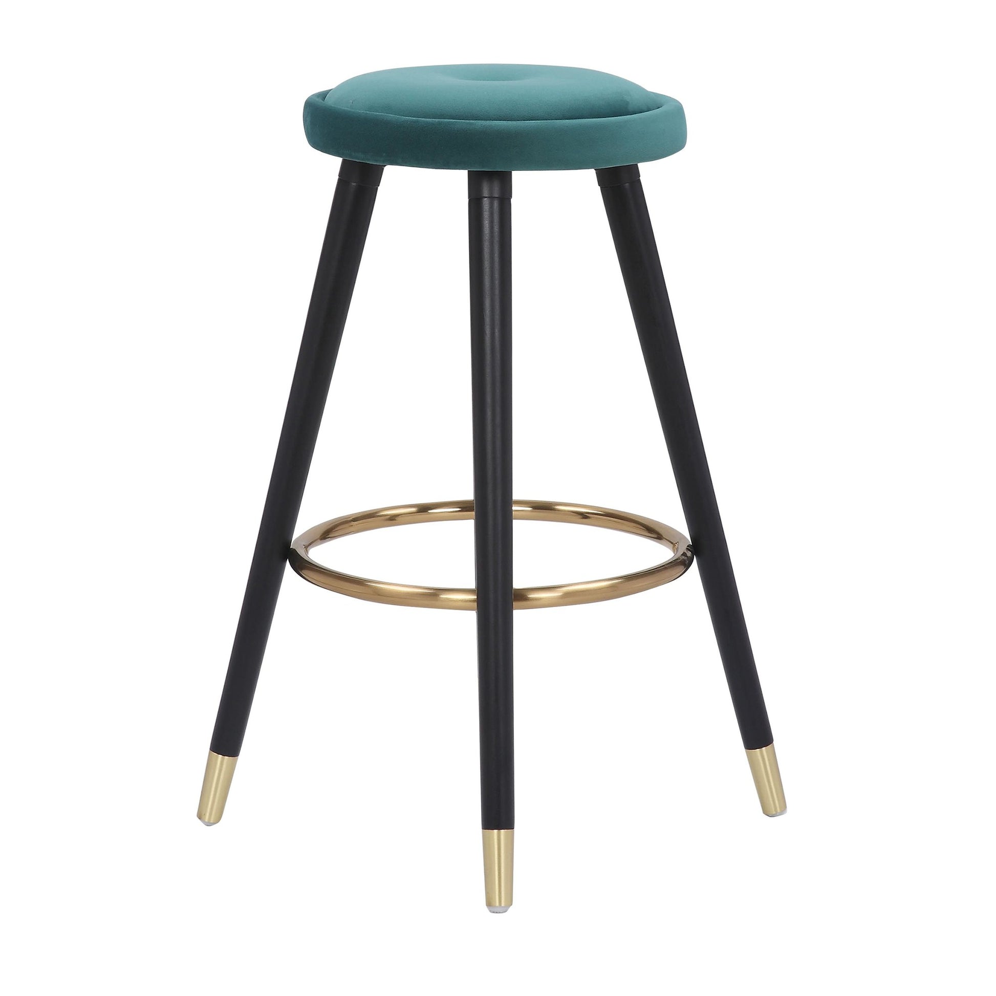Cavalier Glam Counter Stool in Black Wood and Blue Velvet with Gold Accent By LumiSource - Set of 2 | Counter Stools | Modishstore - 16