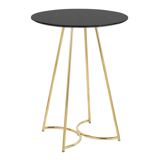 Cece Canary Contemporary/Glam Counter Table in Gold Steel and Black Wood By LumiSource | Bar Tables | Modishstore