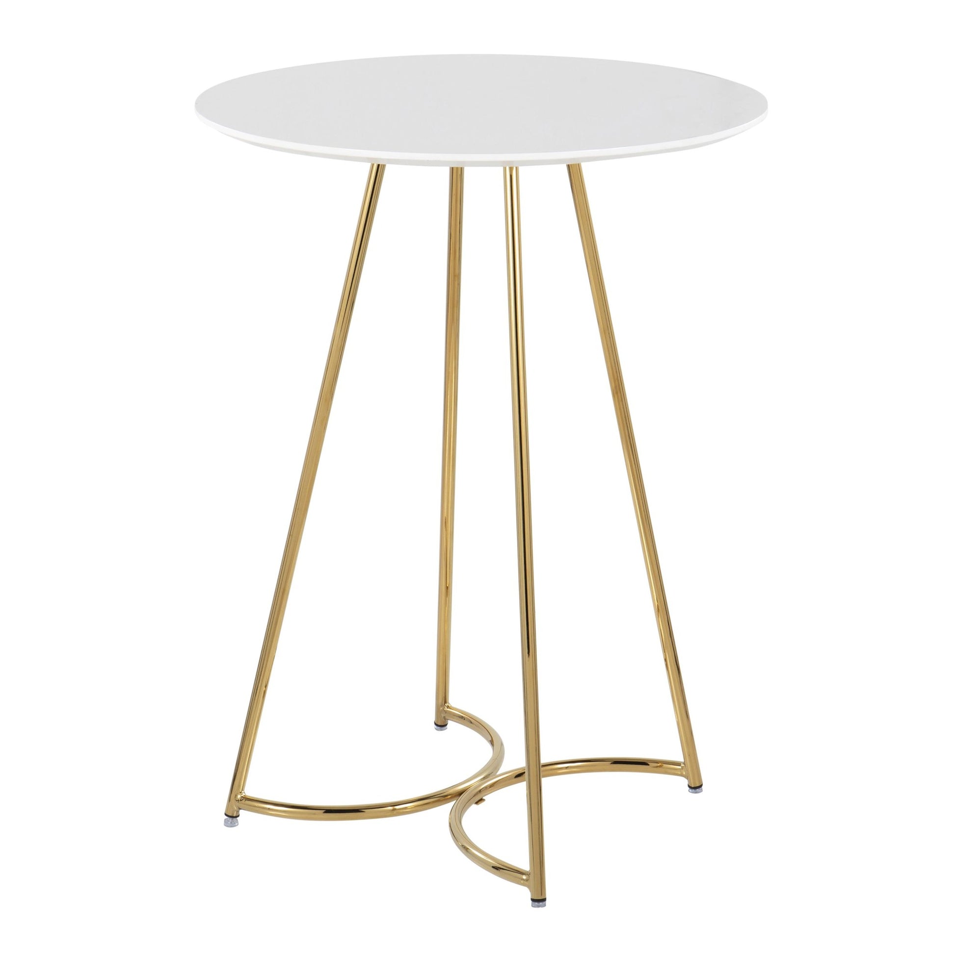 Cece Canary Contemporary/Glam Counter Table in Gold Steel and White Wood By LumiSource | Bar Tables | Modishstore - 5