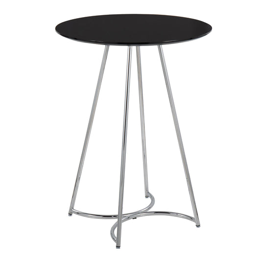 Cece Canary Contemporary/Glam Counter Table in Chrome Steel and Black Wood By LumiSource | Bar Tables | Modishstore
