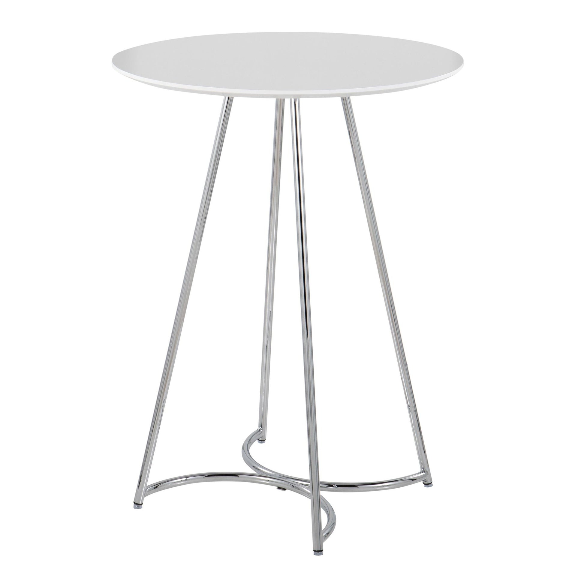 Cece Canary Contemporary/Glam Counter Table in Chrome Steel and White Wood By LumiSource | Bar Tables | Modishstore - 4