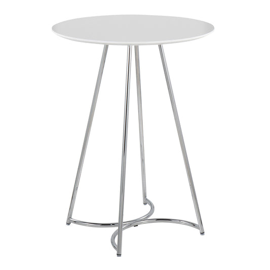 Cece Canary Contemporary/Glam Counter Table in Chrome Steel and White Wood By LumiSource | Bar Tables | Modishstore