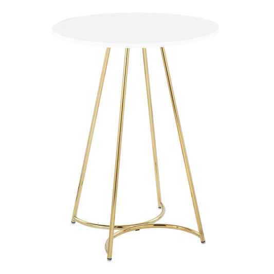 Cece Contemporary/Glam Counter Table in Gold Steel and White Wood By LumiSource | Bar Tables | Modishstore