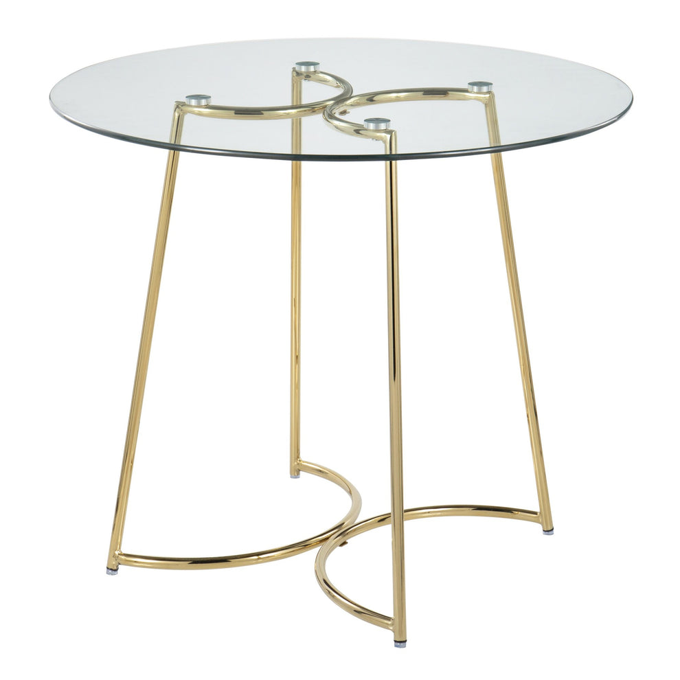 Cece Contemporary/Glam Dinette Table in Gold Steel with Clear Glass Top By LumiSource | Dining Tables | Modishstore - 5