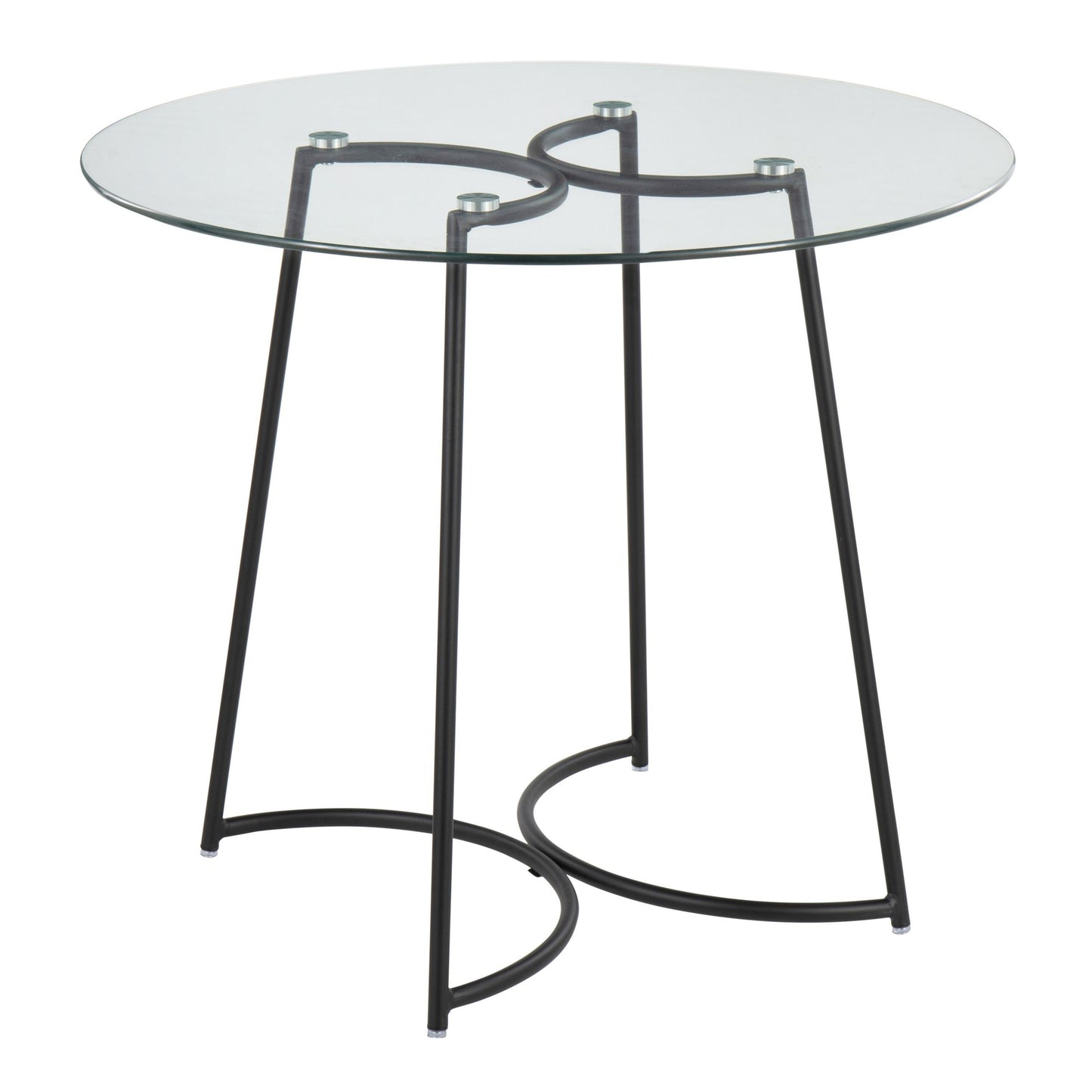 Cece Contemporary Dinette Table in Black Steel with Clear Glass Top By LumiSource | Dining Tables | Modishstore