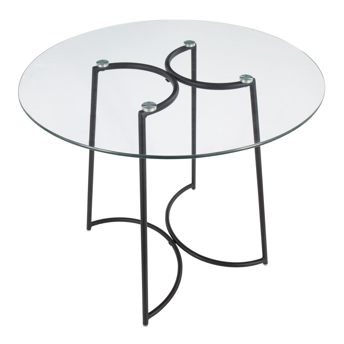Cece Contemporary Dinette Table in Black Steel with Clear Glass Top By LumiSource | Dining Tables | Modishstore - 2