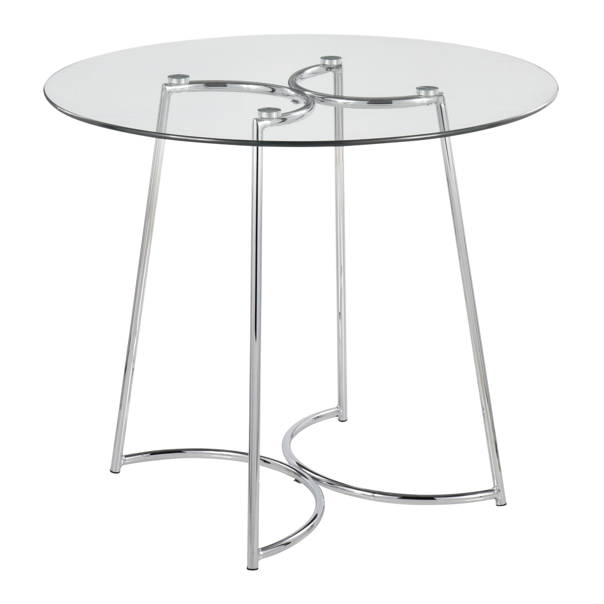 Cece Contemporary Dinette Table in Chrome with Clear Glass Top By LumiSource | Dining Tables | Modishstore