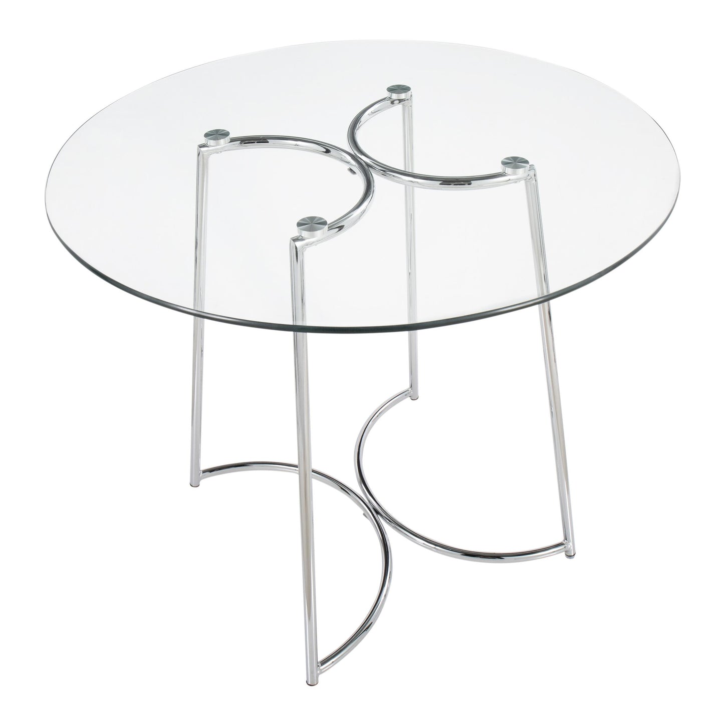 Cece Contemporary Dinette Table in Chrome with Clear Glass Top By LumiSource | Dining Tables | Modishstore - 2