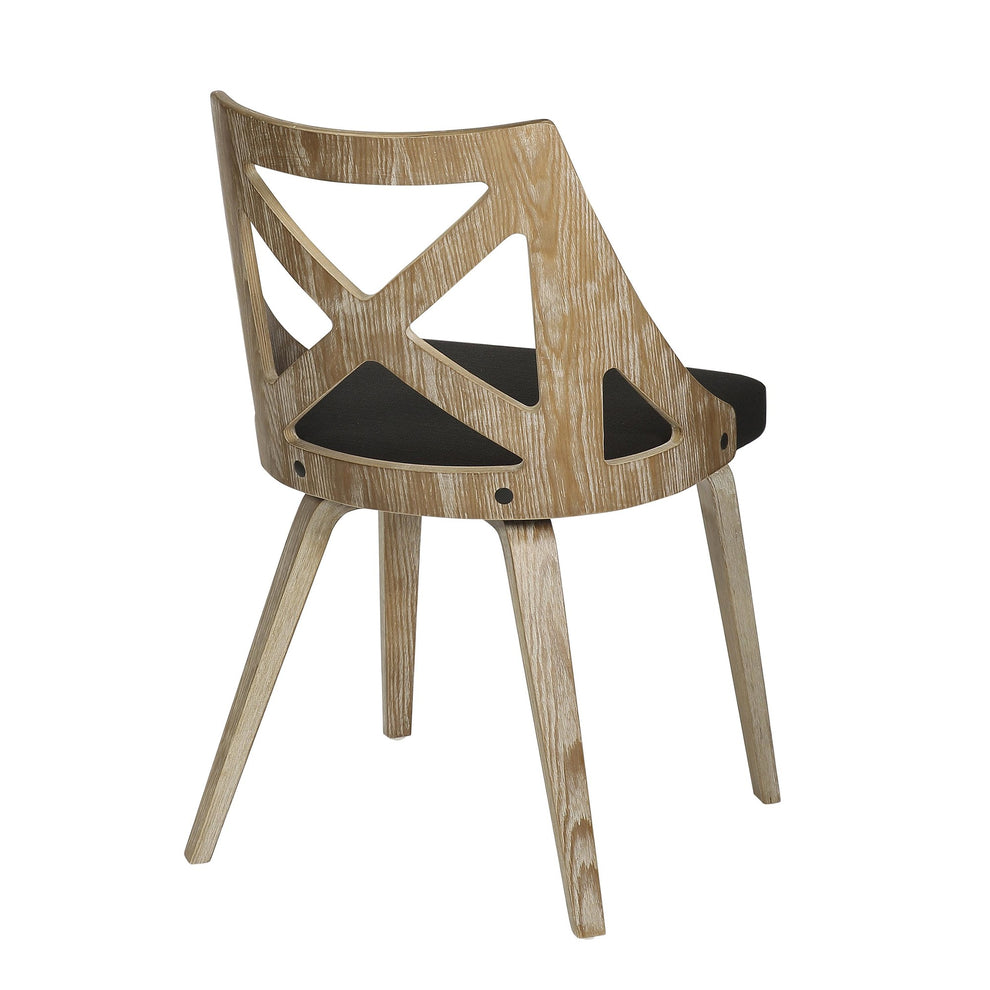 Charlotte Farmhouse Chair in White Washed Wood and Blue Fabric By LumiSource - Set of 2 | Dining Chairs | Modishstore - 15