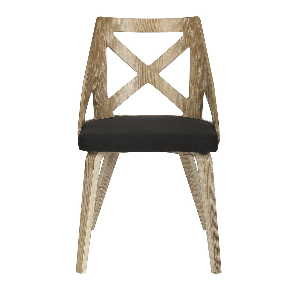 Charlotte Farmhouse Chair in White Washed Wood and Blue Fabric By LumiSource - Set of 2 | Dining Chairs | Modishstore - 10