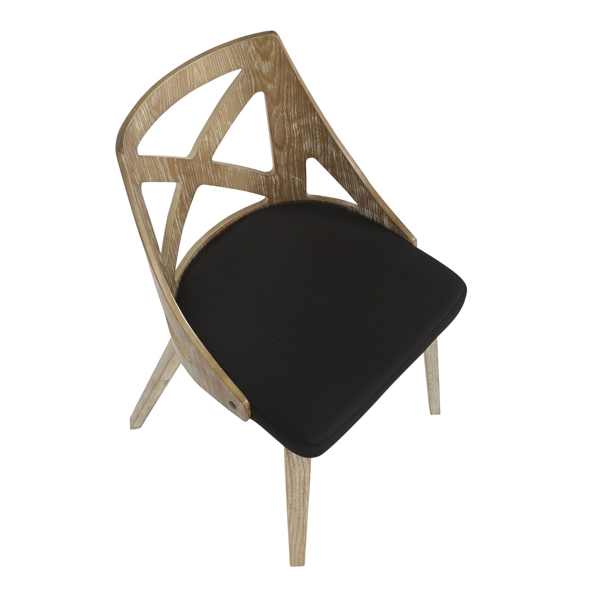 Charlotte Farmhouse Chair in White Washed Wood and Blue Fabric By LumiSource - Set of 2 | Dining Chairs | Modishstore - 11