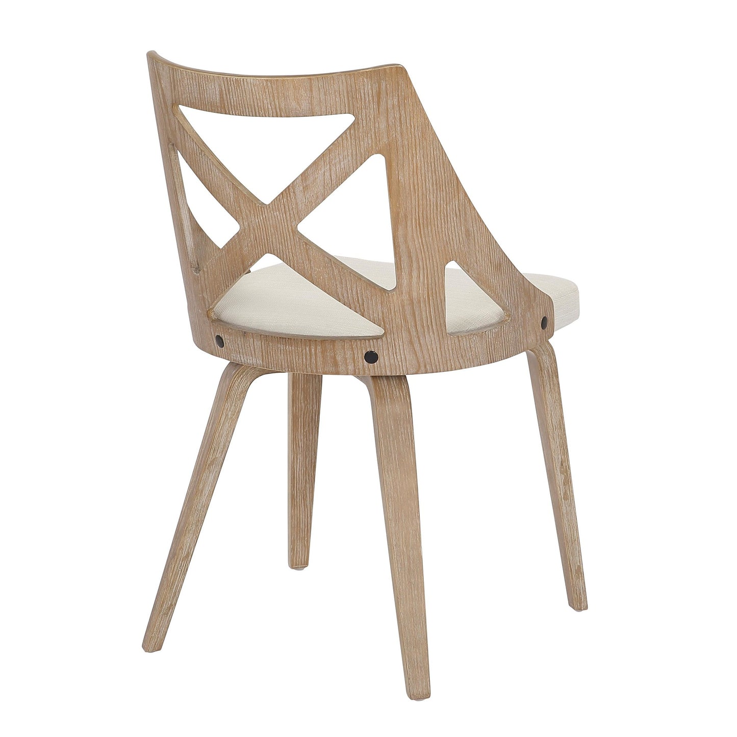 Charlotte Farmhouse Chair in White Washed Wood and Blue Fabric By LumiSource - Set of 2 | Dining Chairs | Modishstore - 24