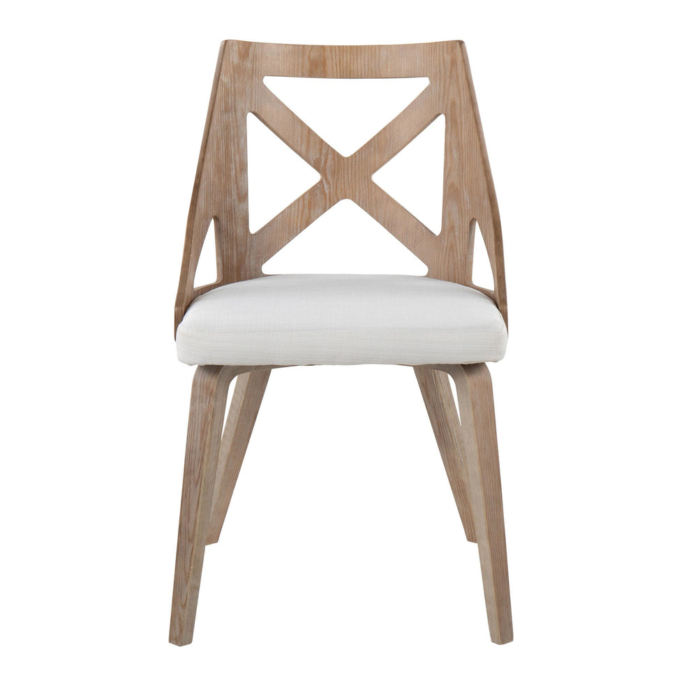 Charlotte Farmhouse Chair in White Washed Wood and Blue Fabric By LumiSource - Set of 2 | Dining Chairs | Modishstore - 18