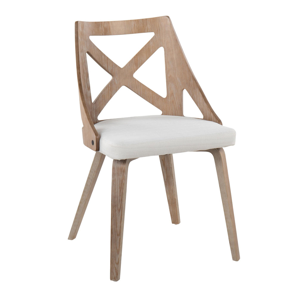 Charlotte Farmhouse Chair in White Washed Wood and Blue Fabric By LumiSource - Set of 2 | Dining Chairs | Modishstore - 22