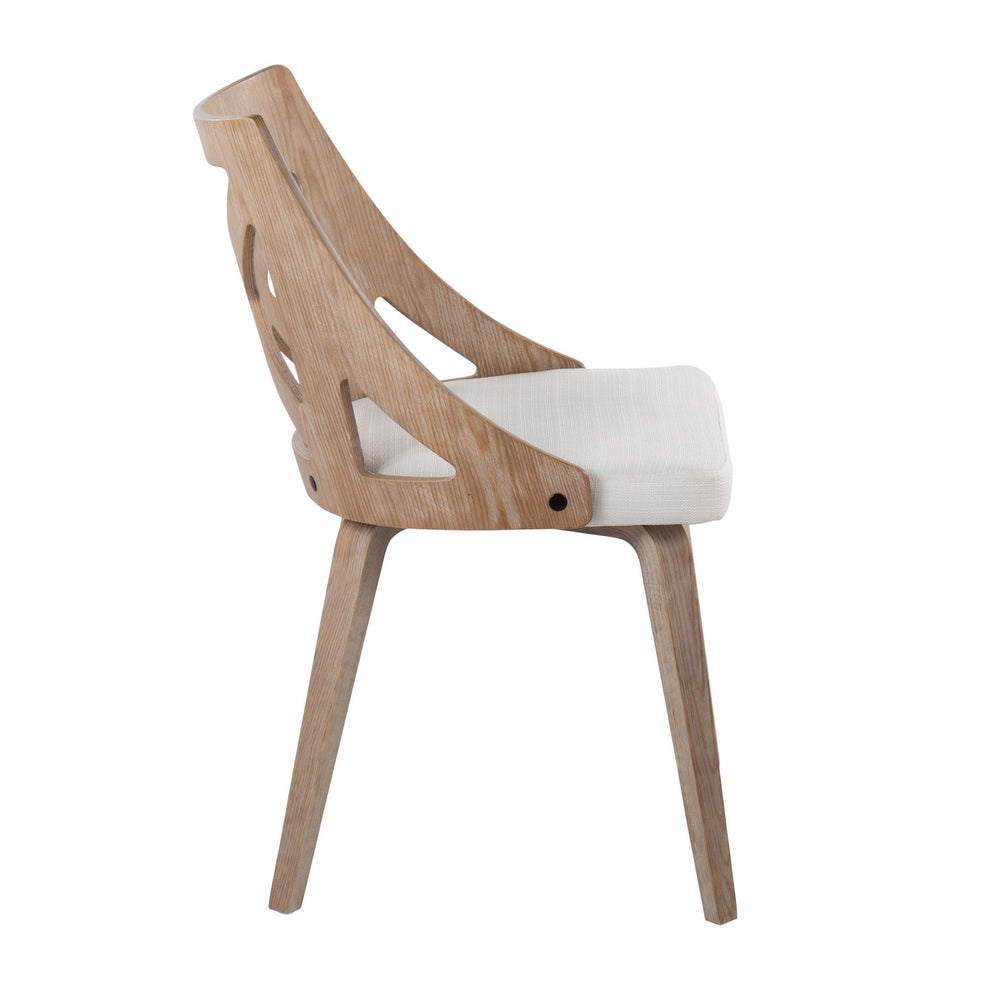 Charlotte Farmhouse Chair in White Washed Wood and Blue Fabric By LumiSource - Set of 2 | Dining Chairs | Modishstore - 23