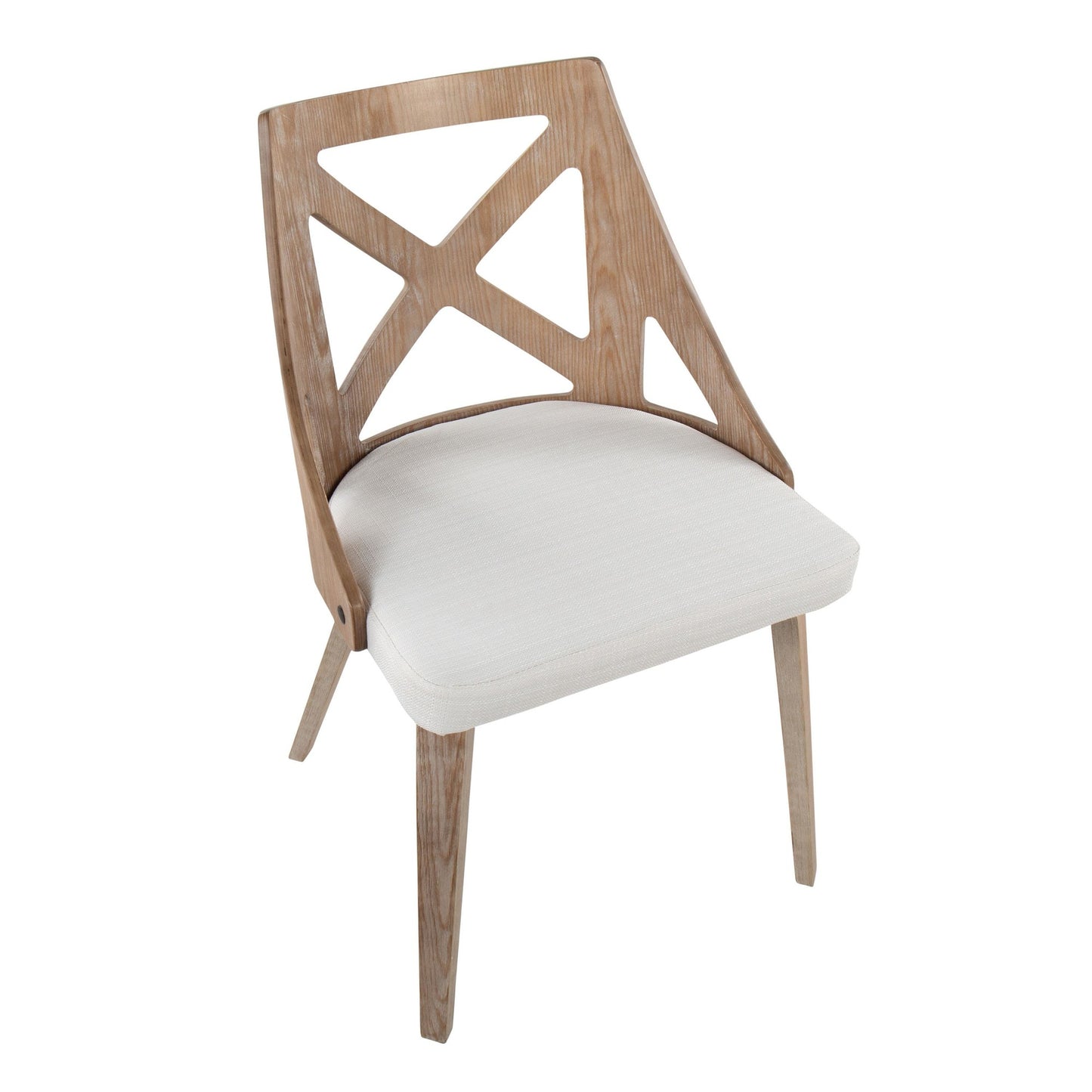 Charlotte Farmhouse Chair in White Washed Wood and Blue Fabric By LumiSource - Set of 2 | Dining Chairs | Modishstore - 19