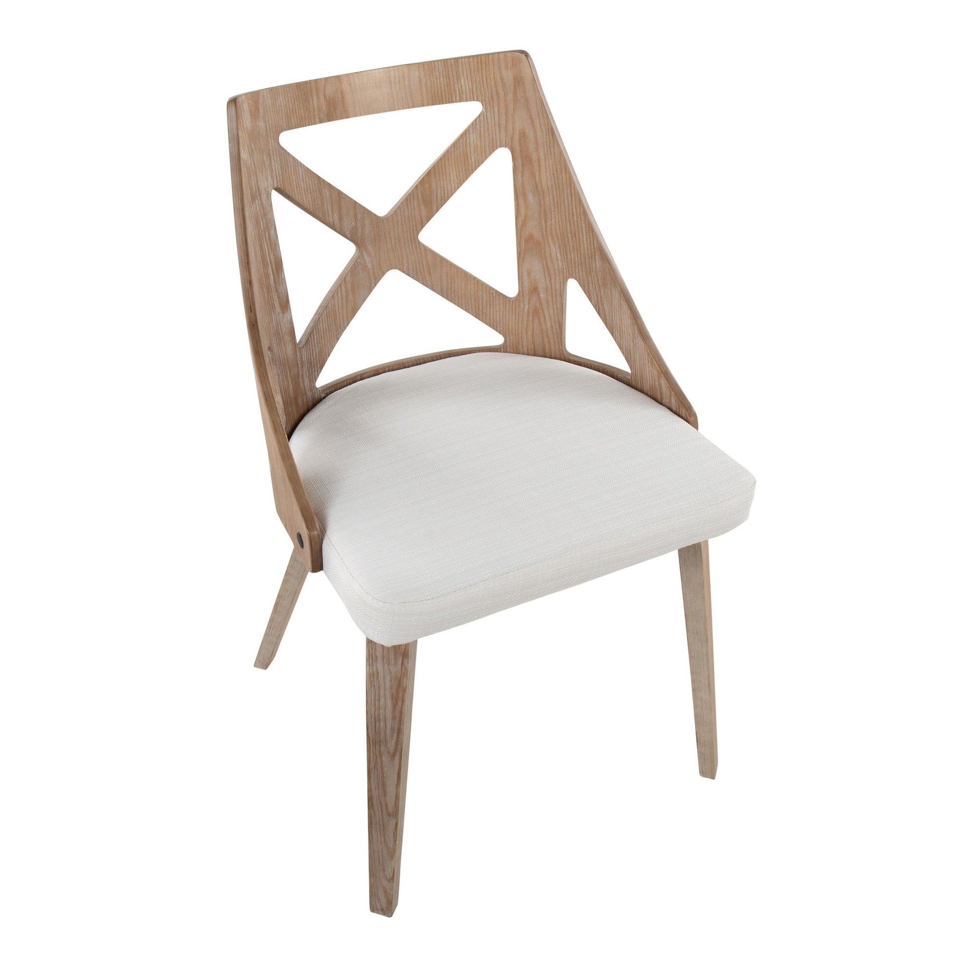 Charlotte Farmhouse Chair in White Washed Wood and Blue Fabric By LumiSource - Set of 2 | Dining Chairs | Modishstore - 19