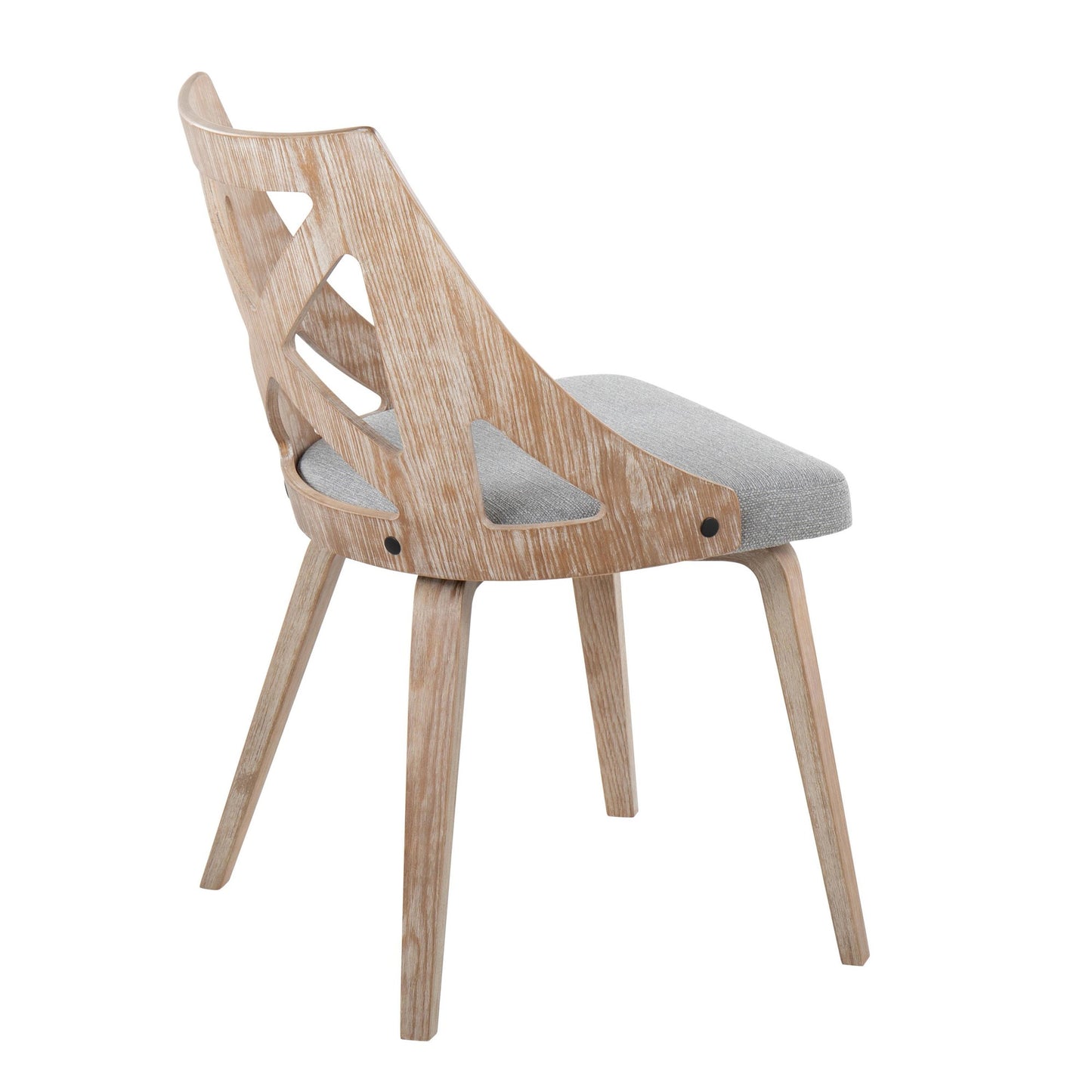 Charlotte Farmhouse Chair in White Washed Wood and Blue Fabric By LumiSource - Set of 2 | Dining Chairs | Modishstore - 32