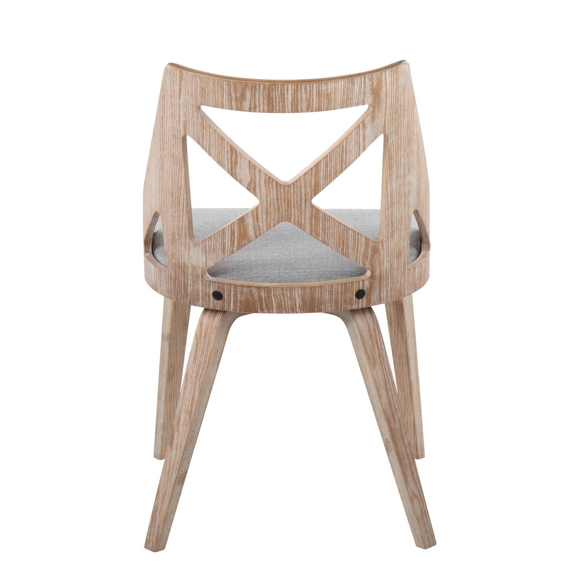 Charlotte Farmhouse Chair in White Washed Wood and Blue Fabric By LumiSource - Set of 2 | Dining Chairs | Modishstore - 33