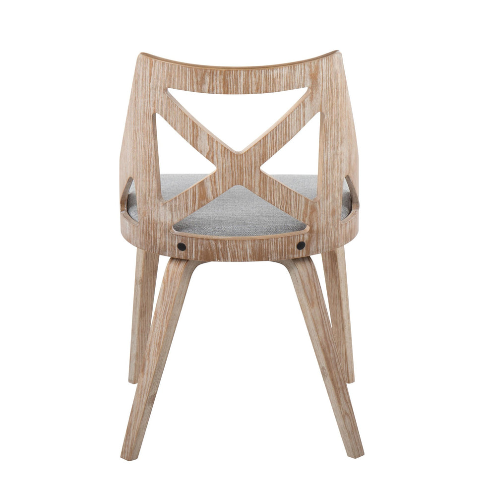 Charlotte Farmhouse Chair in White Washed Wood and Blue Fabric By LumiSource - Set of 2 | Dining Chairs | Modishstore - 33
