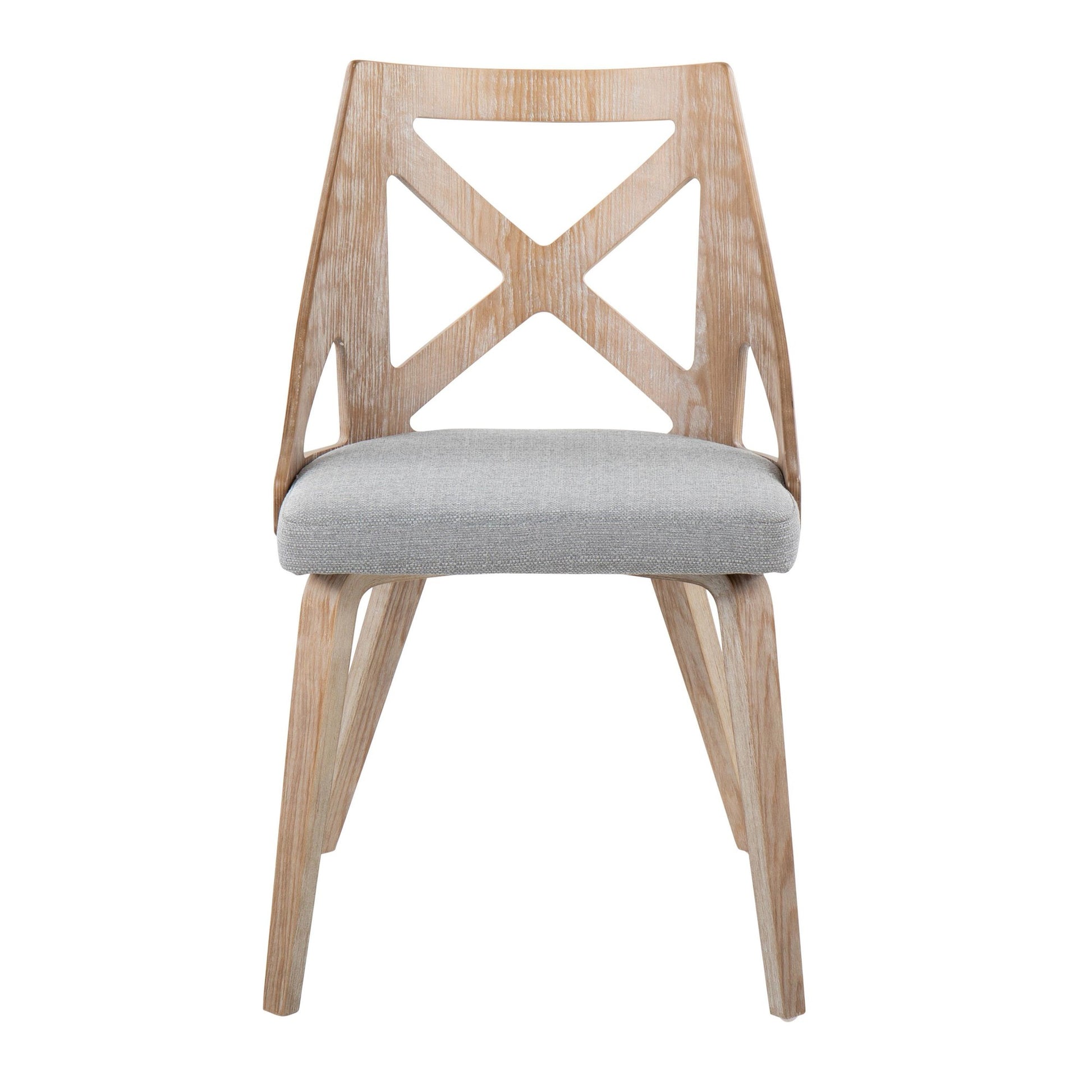 Charlotte Farmhouse Chair in White Washed Wood and Blue Fabric By LumiSource - Set of 2 | Dining Chairs | Modishstore - 27