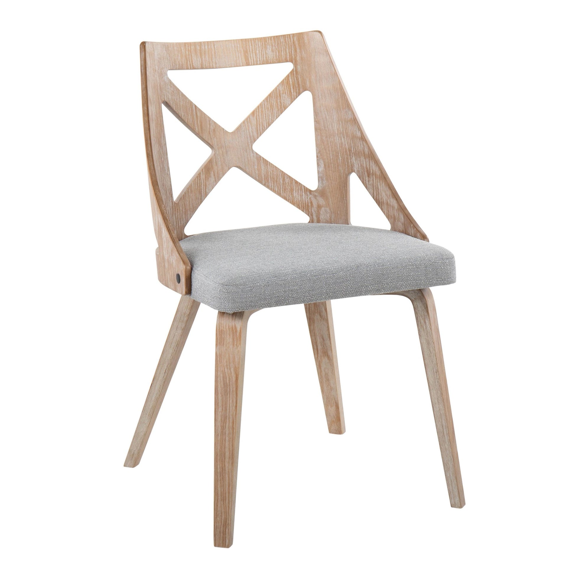 Charlotte Farmhouse Chair in White Washed Wood and Blue Fabric By LumiSource - Set of 2 | Dining Chairs | Modishstore - 30