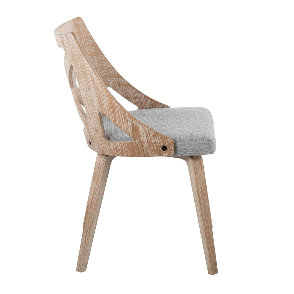 Charlotte Farmhouse Chair in White Washed Wood and Blue Fabric By LumiSource - Set of 2 | Dining Chairs | Modishstore - 31