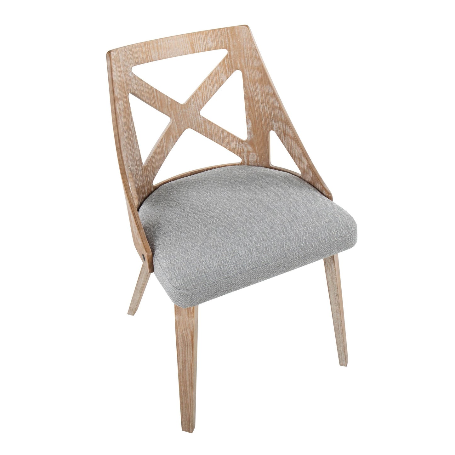 Charlotte Farmhouse Chair in White Washed Wood and Blue Fabric By LumiSource - Set of 2 | Dining Chairs | Modishstore - 28