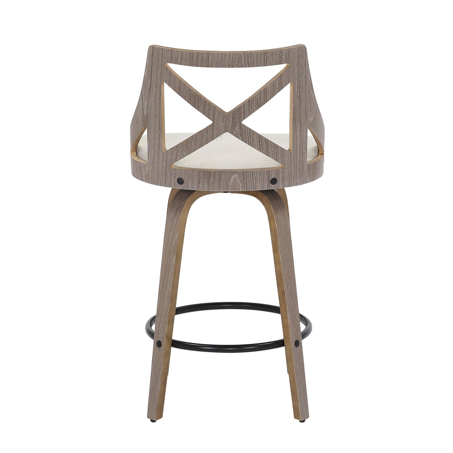 Charlotte Farmhouse Counter Stool in Light Grey Wood and Cream Noise Fabric By LumiSource - Set of 2 | Counter Stools | Modishstore - 8