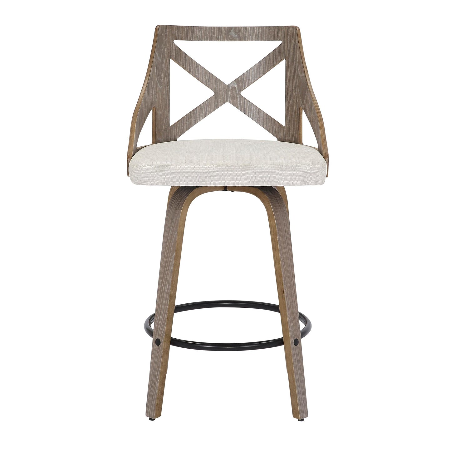 Charlotte Farmhouse Counter Stool in Light Grey Wood and Cream Noise Fabric By LumiSource - Set of 2 | Counter Stools | Modishstore - 2