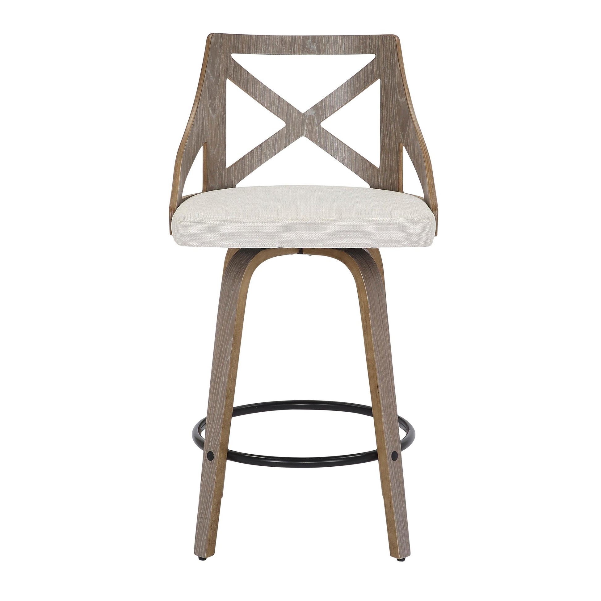 Charlotte Farmhouse Counter Stool in Light Grey Wood and Cream Noise Fabric By LumiSource - Set of 2 | Counter Stools | Modishstore - 2