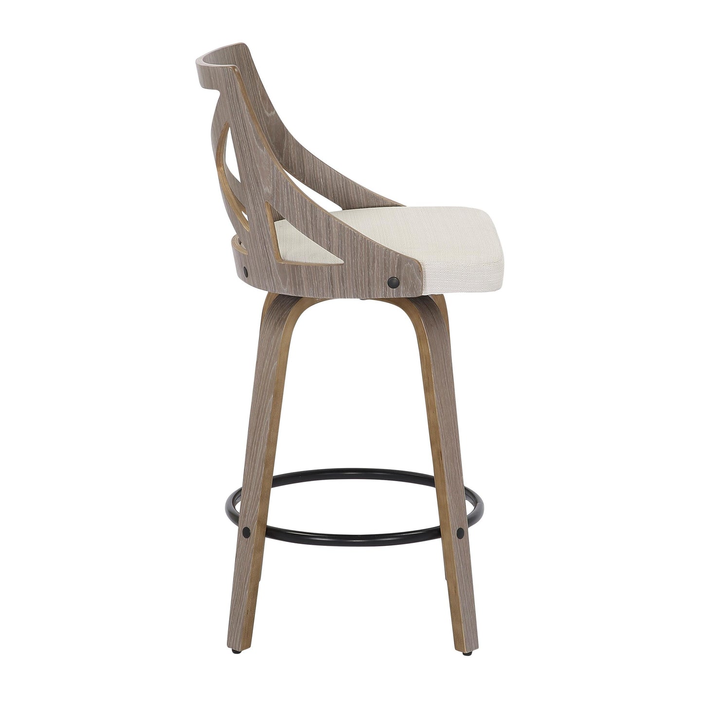 Charlotte Farmhouse Counter Stool in Light Grey Wood and Cream Noise Fabric By LumiSource - Set of 2 | Counter Stools | Modishstore - 6