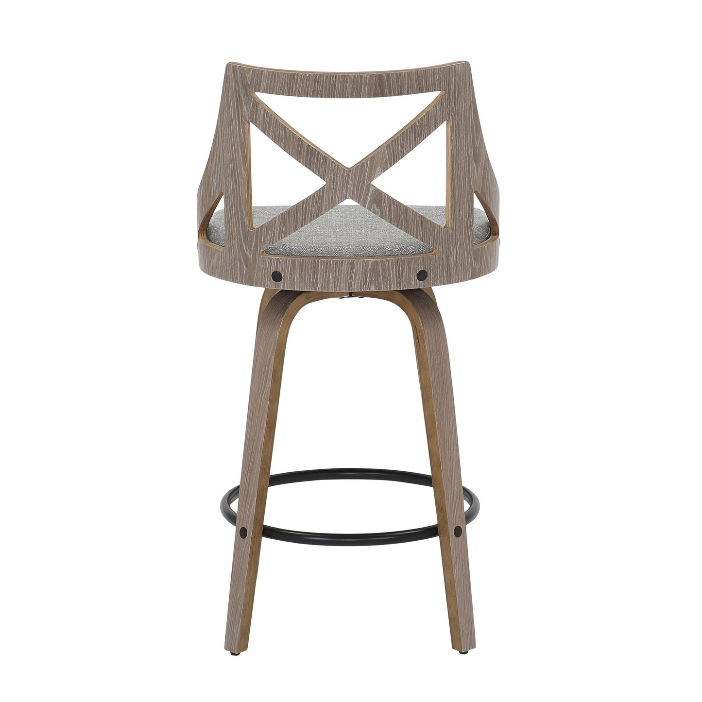 Charlotte Farmhouse Counter Stool in Light Grey Wood and Cream Noise Fabric By LumiSource - Set of 2 | Counter Stools | Modishstore - 17