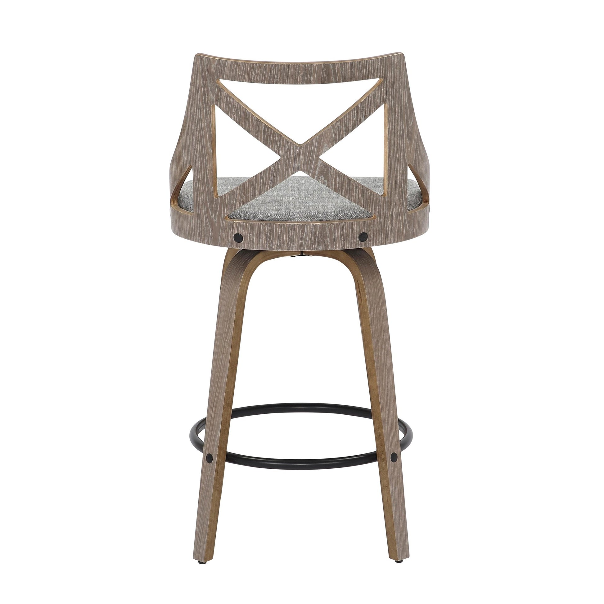 Charlotte Farmhouse Counter Stool in Light Grey Wood and Cream Noise Fabric By LumiSource - Set of 2 | Counter Stools | Modishstore - 17