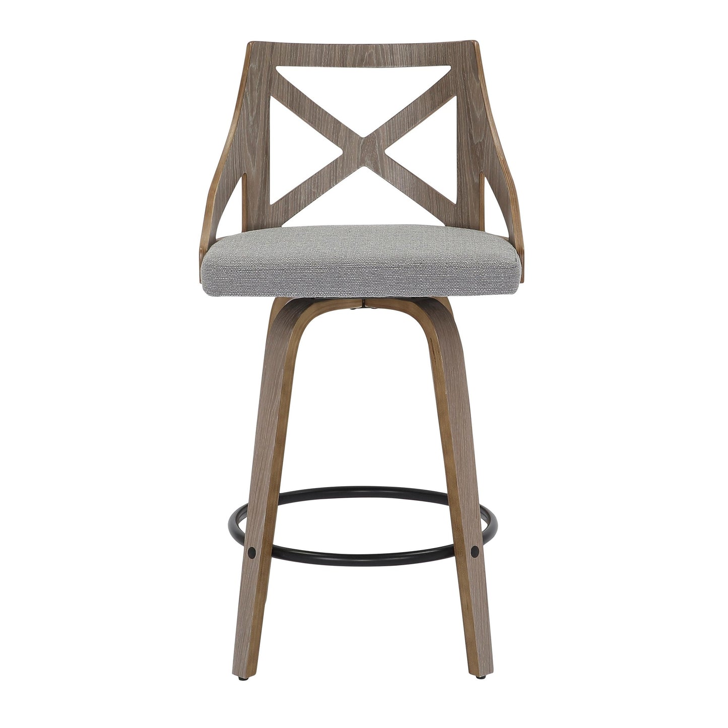 Charlotte Farmhouse Counter Stool in Light Grey Wood and Cream Noise Fabric By LumiSource - Set of 2 | Counter Stools | Modishstore - 11