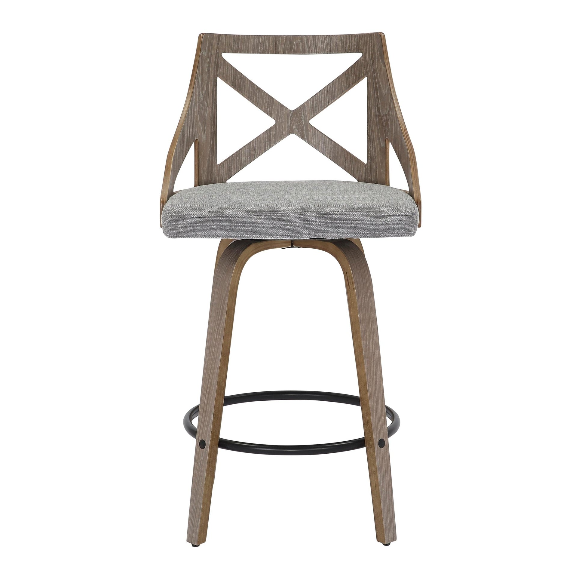 Charlotte Farmhouse Counter Stool in Light Grey Wood and Cream Noise Fabric By LumiSource - Set of 2 | Counter Stools | Modishstore - 11