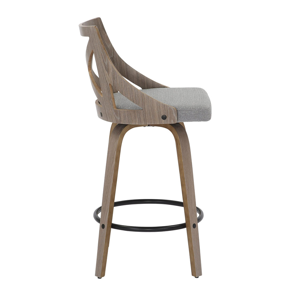 Charlotte Farmhouse Counter Stool in Light Grey Wood and Cream Noise Fabric By LumiSource - Set of 2 | Counter Stools | Modishstore - 15