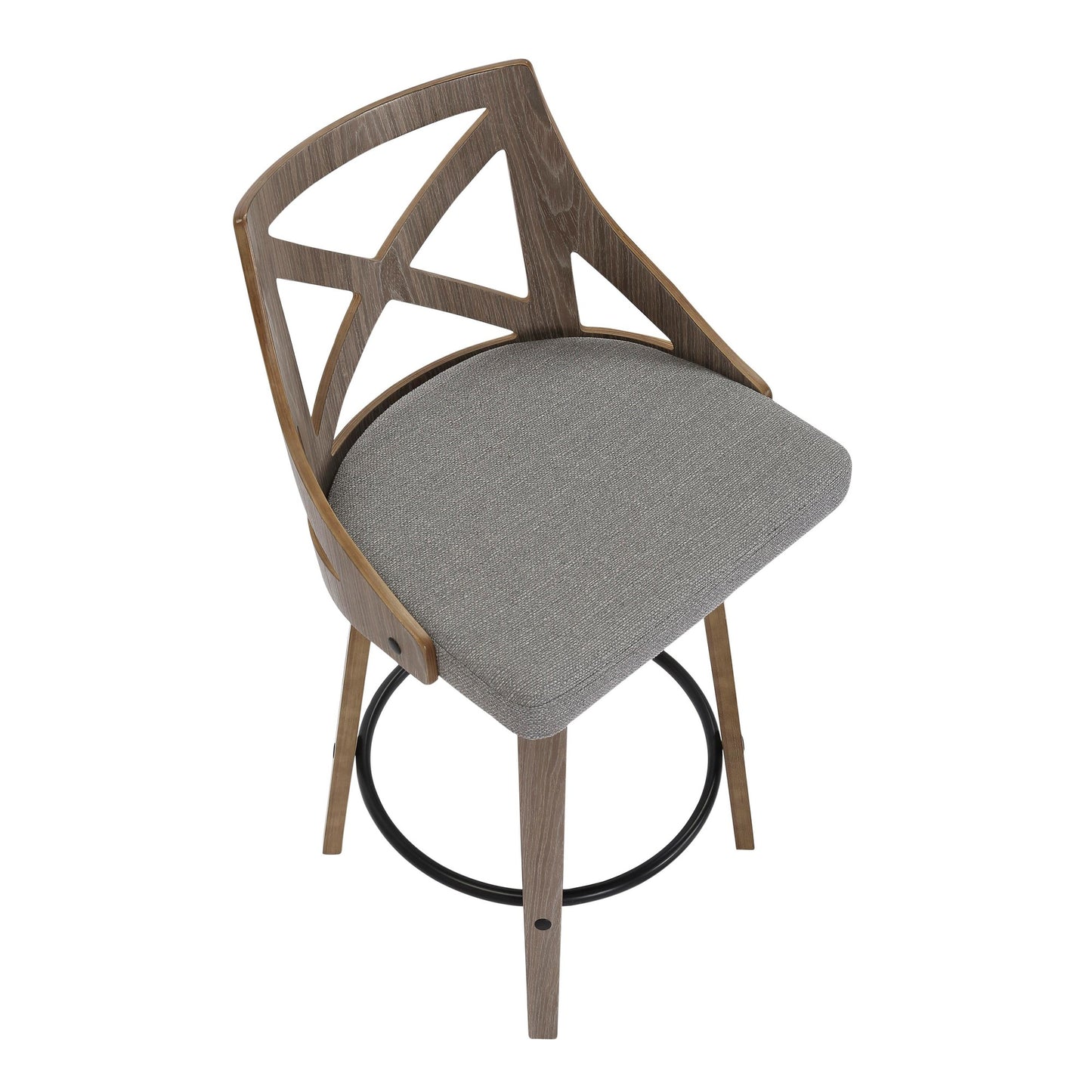 Charlotte Farmhouse Counter Stool in Light Grey Wood and Cream Noise Fabric By LumiSource - Set of 2 | Counter Stools | Modishstore - 12