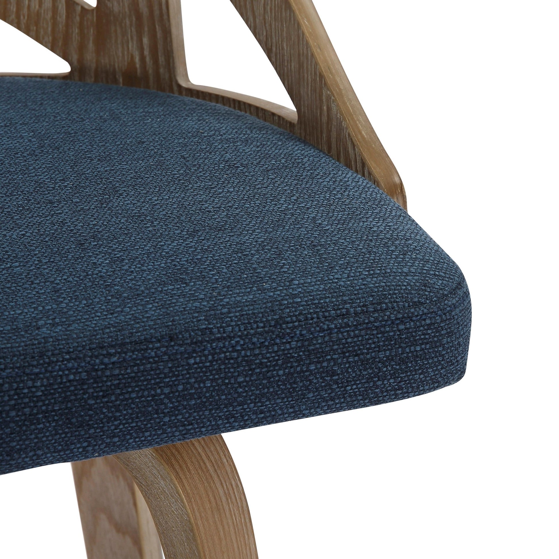 Charlotte Farmhouse Counter Stool in White Washed Wood and Blue Fabric By LumiSource - Set of 2 | Counter Stools | Modishstore - 3