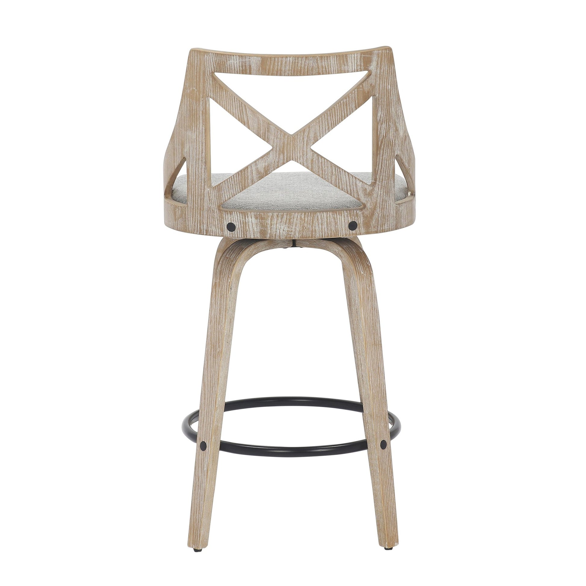 Charlotte Farmhouse Counter Stool in White Washed Wood and Blue Fabric By LumiSource - Set of 2 | Counter Stools | Modishstore - 16