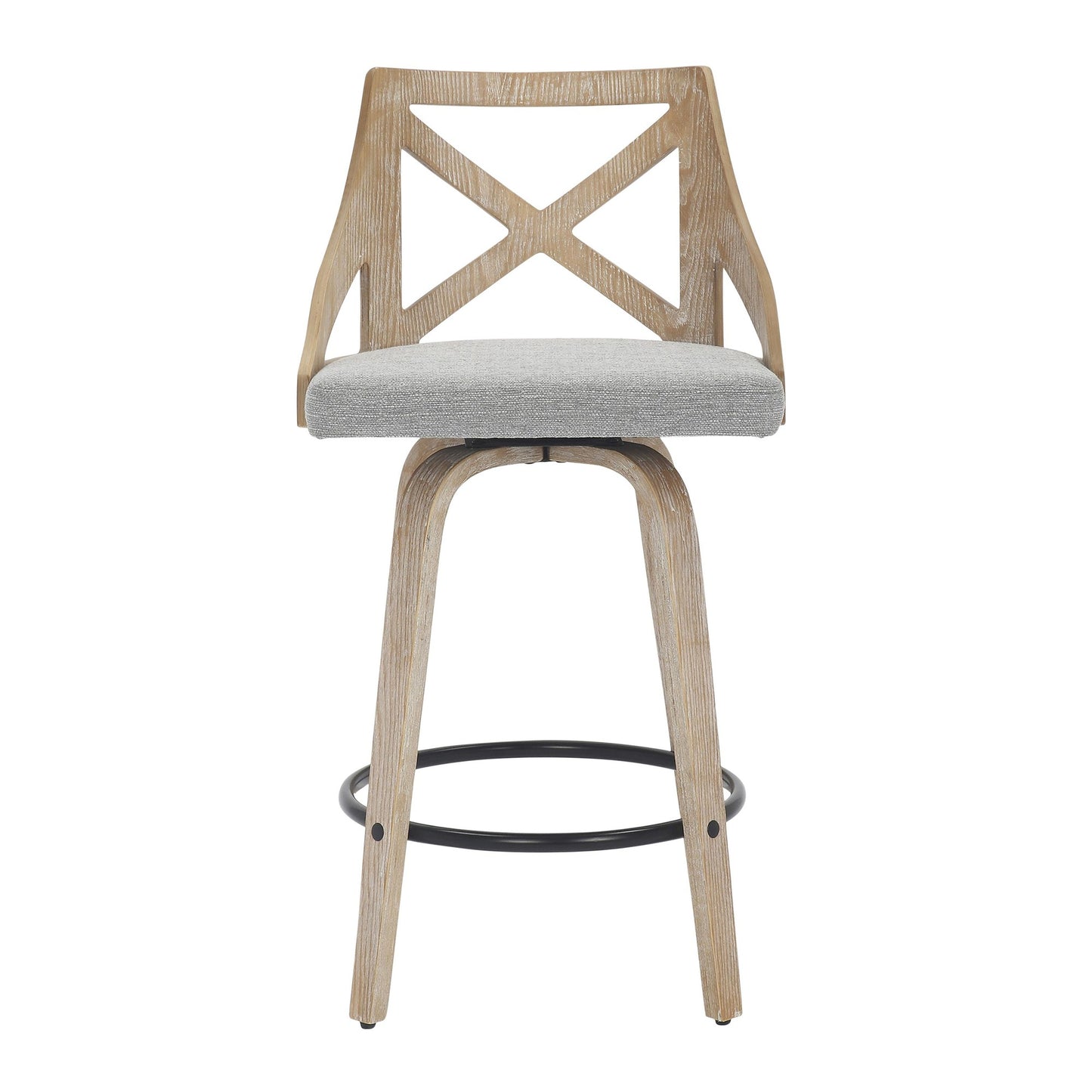 Charlotte Farmhouse Counter Stool in White Washed Wood and Blue Fabric By LumiSource - Set of 2 | Counter Stools | Modishstore - 10