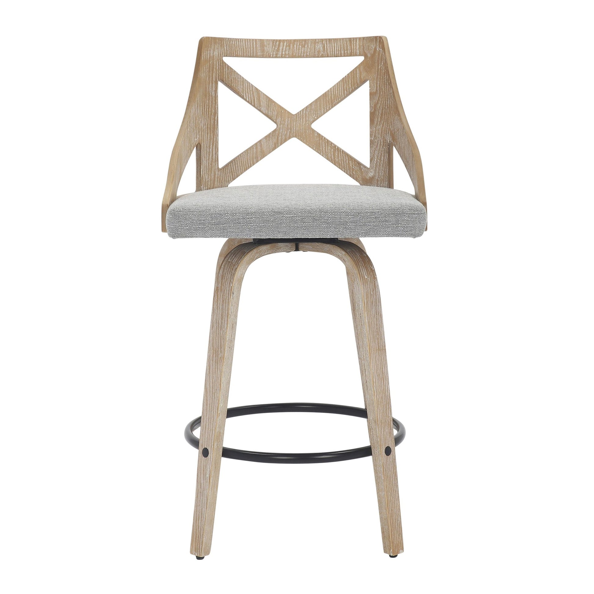 Charlotte Farmhouse Counter Stool in White Washed Wood and Blue Fabric By LumiSource - Set of 2 | Counter Stools | Modishstore - 10